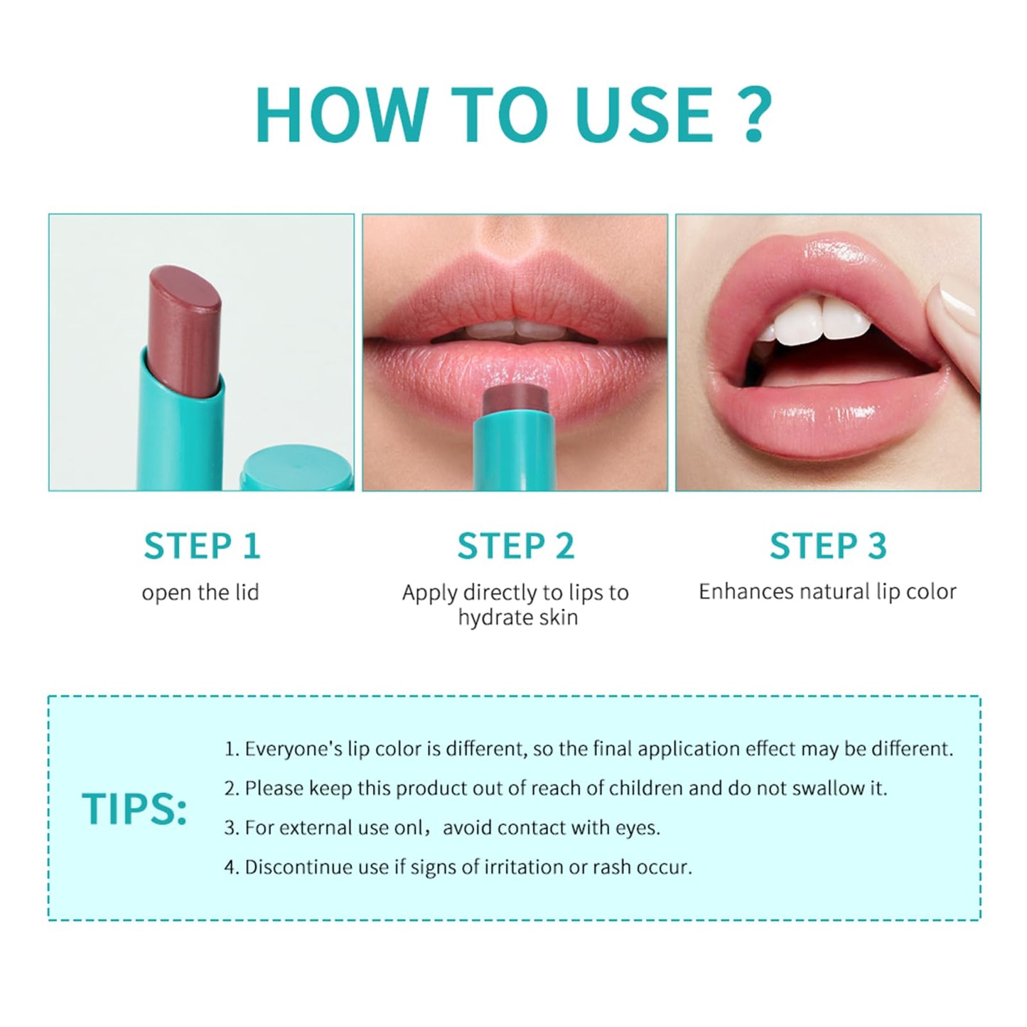 Loobexery 4 Pcs Lip Tint Hydrating, Moisturizing Tinted Lip Balm, Long-Lasting Waterproof Lip Gloss Lipstick Set, Natural Lip Moisturizer with Vitamin E, Non-Stick Cup Lip Tint Stain (01#)