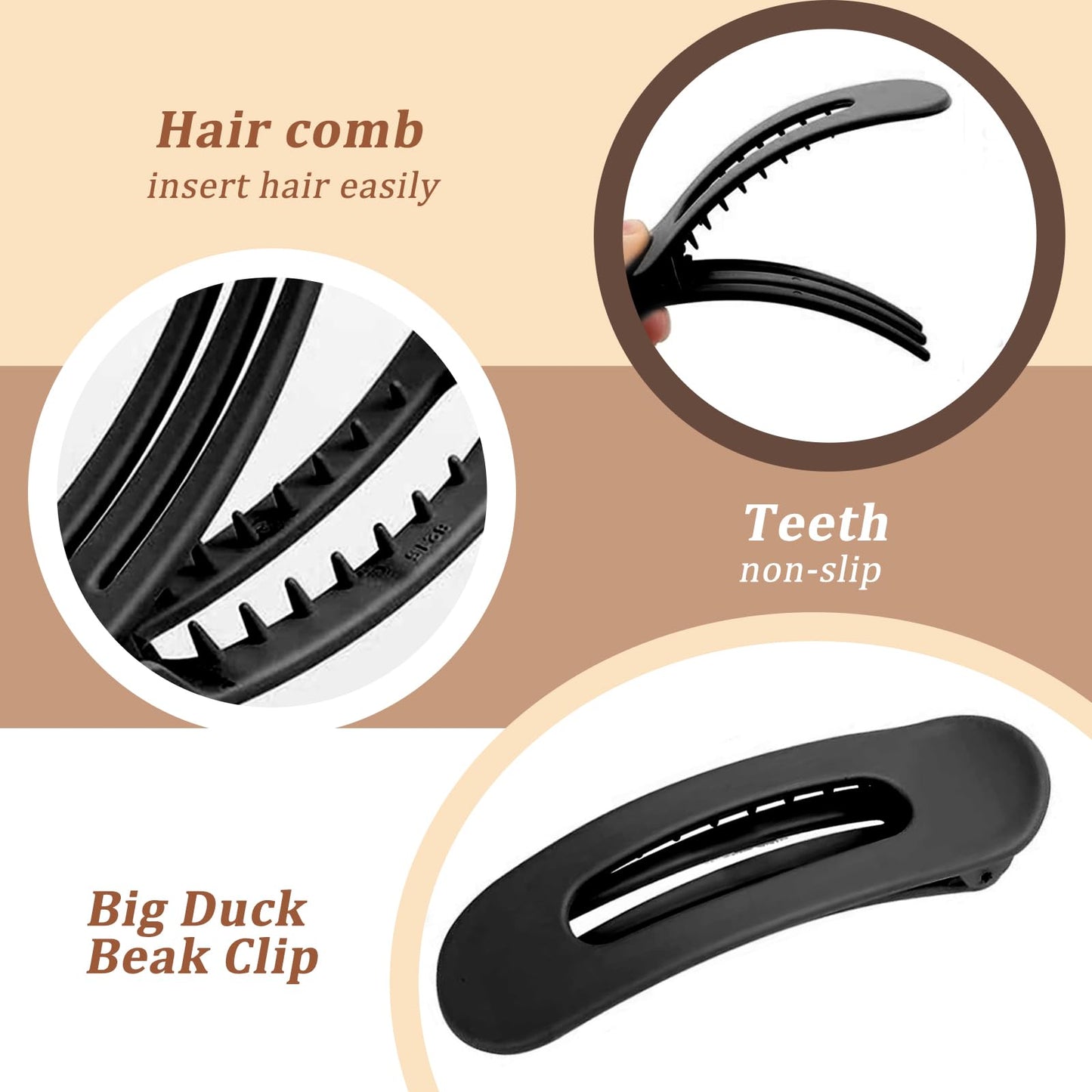6 Pcs Flat Hair Clips, 2 Styles Claw Clips for Thick Thin Hair,Flower Hair Clips Matte French Hair Barrette Stylish Lay Flat Hair Accessories for Women Girls