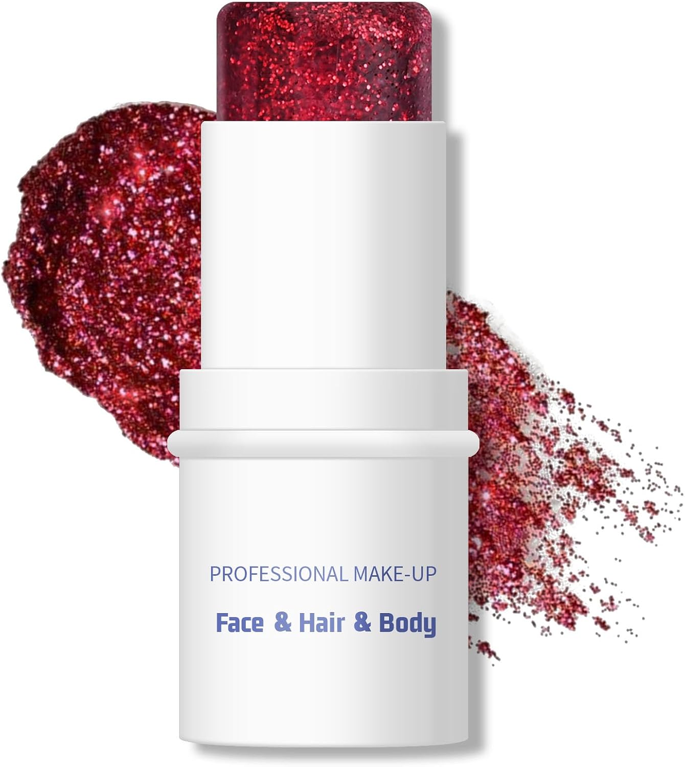Body Glitter Stick - Chunky Holographic Glitter Gel for Face, Body & Hair | Waterproof Multiuse Makeup - Red