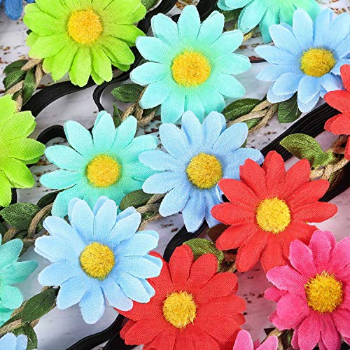 White Daisy Flower Headbands Set of 10 - Floral Garland Crowns for Festivals & Weddings