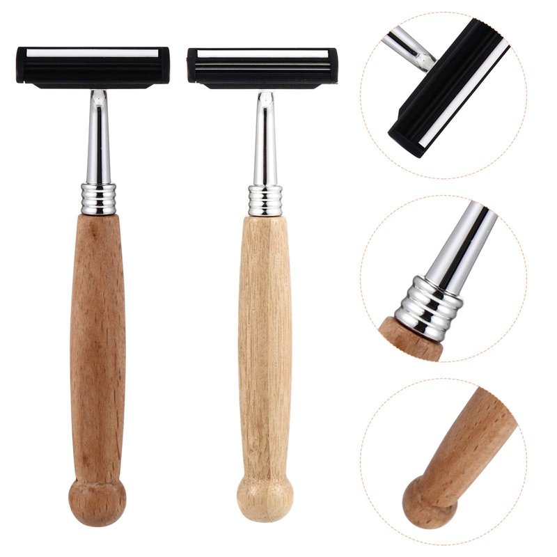Beaupretty Bamboo Handle Safety Razor for Men 4-Pack Manual Shaver with Comfortable Grip 5.11 Inch Close Smooth Shaving Experience