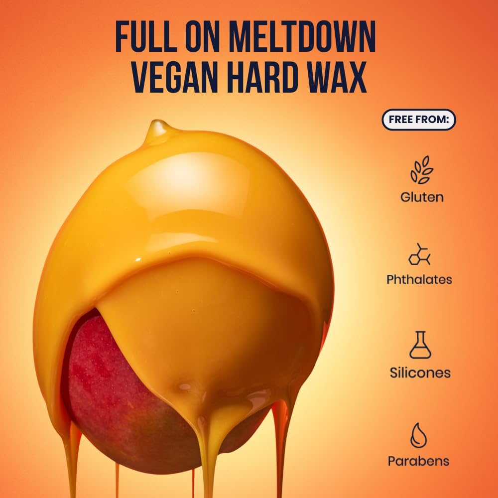 Crybaby Wax Full On Meltdown Mango Vegan Hard Wax Beads for Hair Removal, Stripless Face & Body Wax, Coarse Hair, 6.5 oz