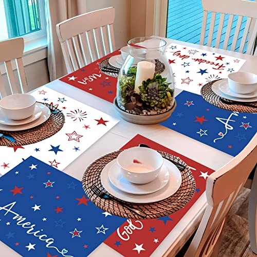 Patriotic Plastic Placemats Set of 6 for Memorial Day & 4th of July
