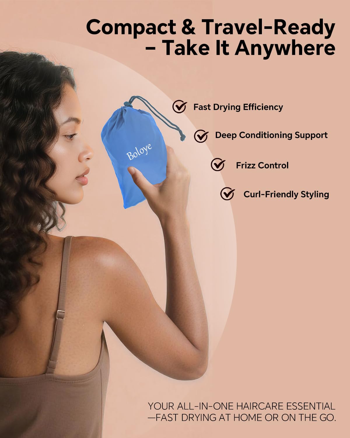 Boloye Hair Dryer Bonnet Attachment – 28.5" XL Hooded Dryer Cap for Faster Drying & Deep Conditioning, Extra-Large Space Fits Thick, Curly Hair & Styling Tools (Blue, Extra Large)