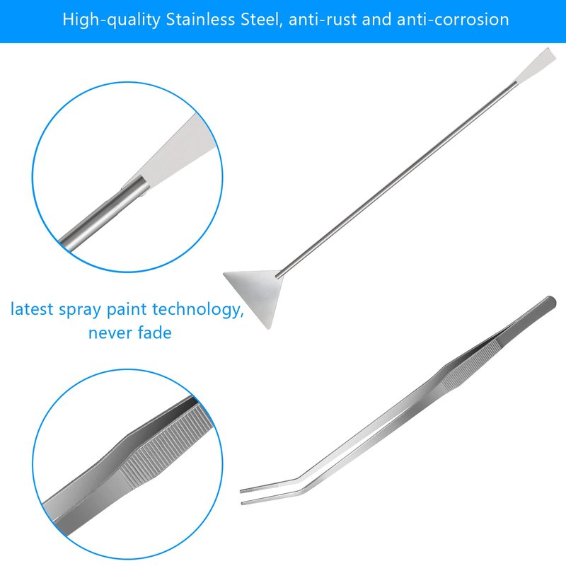 Liveek Aquarium Aquascape Tools Kit 15in, 4 in 1 Anti-Rust Aquatic Plant Aquascaping Tool Stainless Steel Tweezers Scissor Spatula for Aquarium Tank Clean Fish Tank Aquascape Accessories Set(Silver)