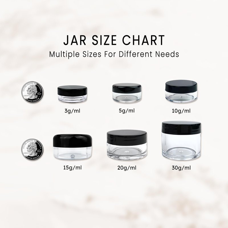 50 New Empty 5 Grams Acrylic Clear Round Jars - BPA Free Containers for Cosmetic, Lotion, Cream, Makeup, Bead, Eye shadow, Rhinestone, Samples, Pot, 5g/5ml (Clear Lid (50 Jars)