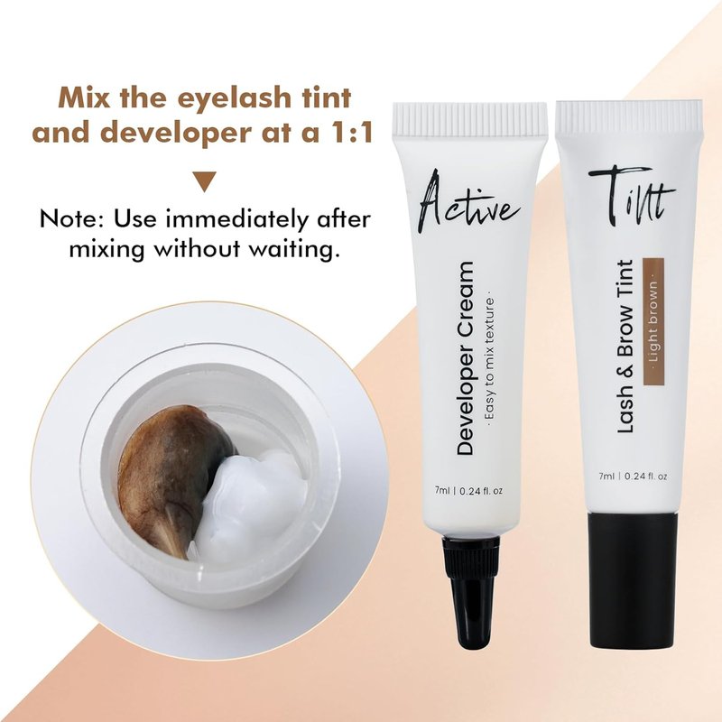 Lash Color Kit - Light Brown Eyelash & Eyebrow Color with Safe Ingredients | Lasts 8 Weeks, Easy to Use