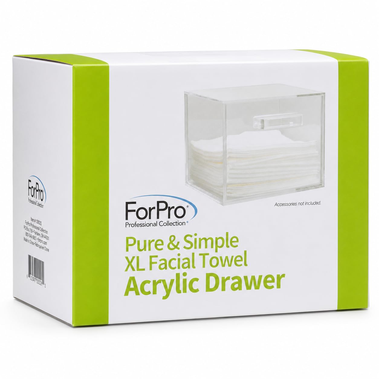 ForPro Premium Pure & Simple XL Facial Towel Acrylic Holder with Drawer, Holds 50 Pure & Simple XL Facial Towels, Disposable Makeup Remover Dry Wipe Holder