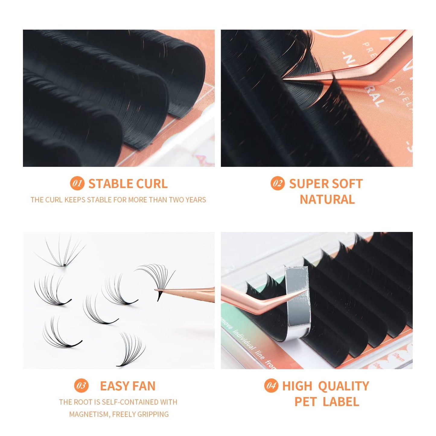 ANNAFRIS Easy Fan Eyelash Extension Automatic 1S Flowering Individual False Lashes Natural Soft Matte Black Volume Lash Extensions supplies