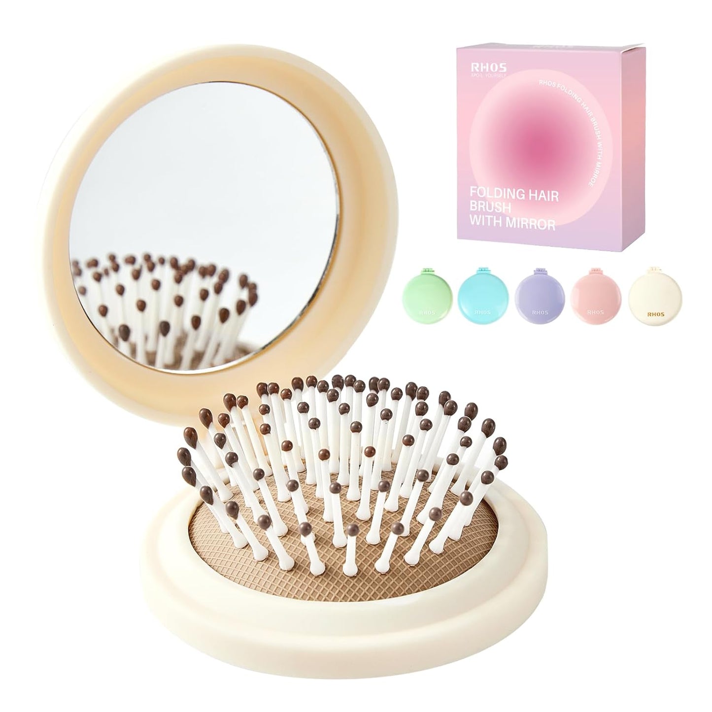 Double Head Folding Travel Hair Comb - Mini Pocket Detangling Brush for All Hair Types | Purple