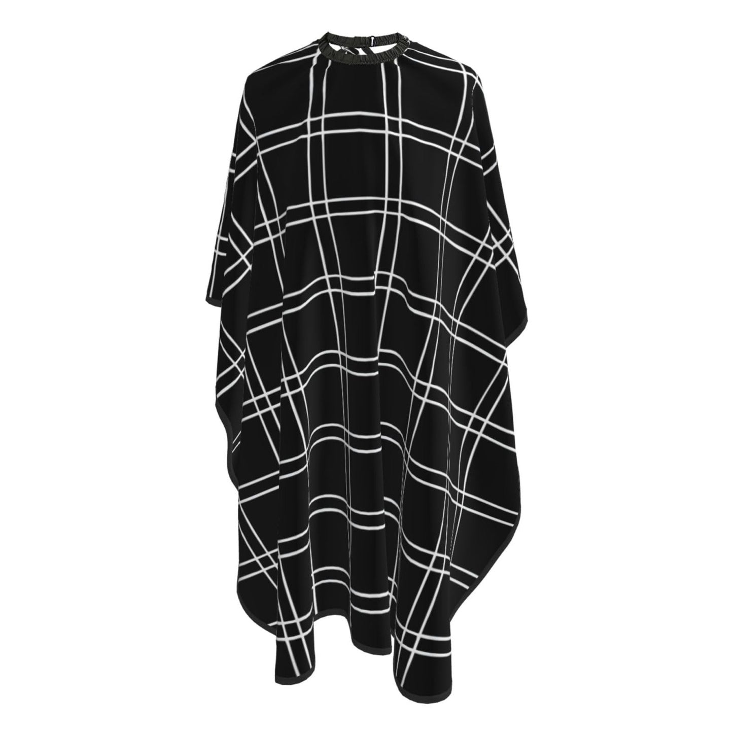 Black Tartan with White Lines Adult Professional Hair Cutting Cape Adjustable Snap Large Size 55x66 in