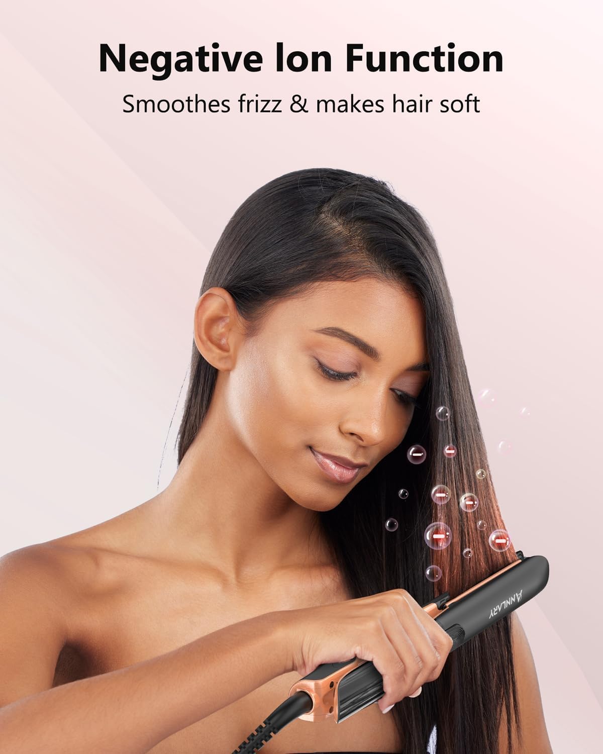 Annlary Hair Straightener | 1 Inch 2-in-1 Flat Iron & Curler - Titanium Ceramic, Ionic Dual Voltage for Smooth, Frizz-Free Hair