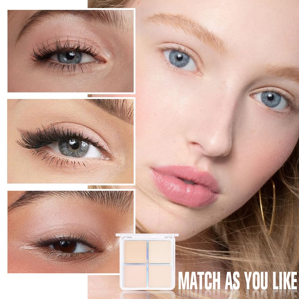 BINGBRUSH Eyeshadow Quad Palette, High Pigment Nude Matte Shimmer Eye Shadow Makeup, Long Lasting Smudge Proof Blendable Mini Eye Shadows Vegan Cruelty Free,10 Bright Nudes