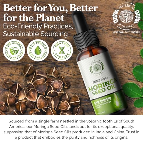 Moringa Seed Oil - 100% Pure Cold-Pressed Virgin Moisturizer for Skin & Hair