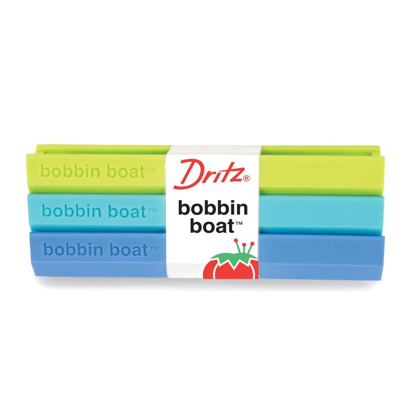 Dritz Bobbin Boat Trio - Bobbin Storage Holders for Sewing - Each Holds 10 Class 15 or Class 66 Bobbins, Curved “Grip” Interior - 3-Pack