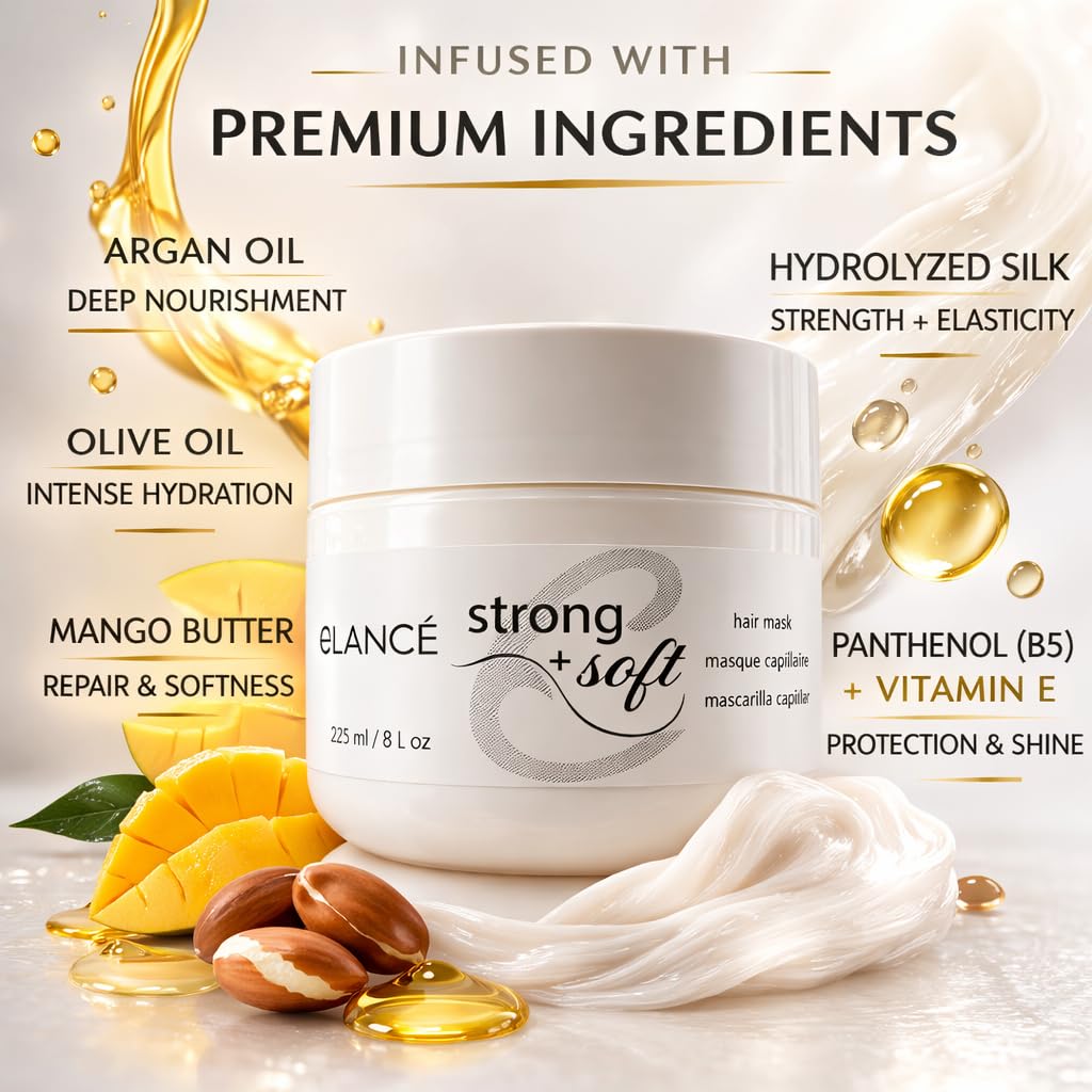 Repairing Hair Mask with Argan Oil & Mango Butter - Deep Repair for Dry, Damaged Hair | 8 oz