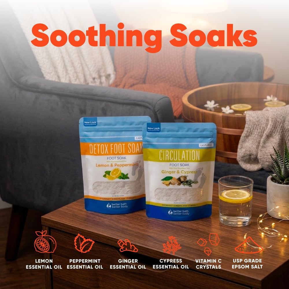 Foot Soak Salts Bundle - DIY Spa Treatment for Discomfort & Dry Skin | 2 lbs Each, BPA-Free Easy Lock Pouch