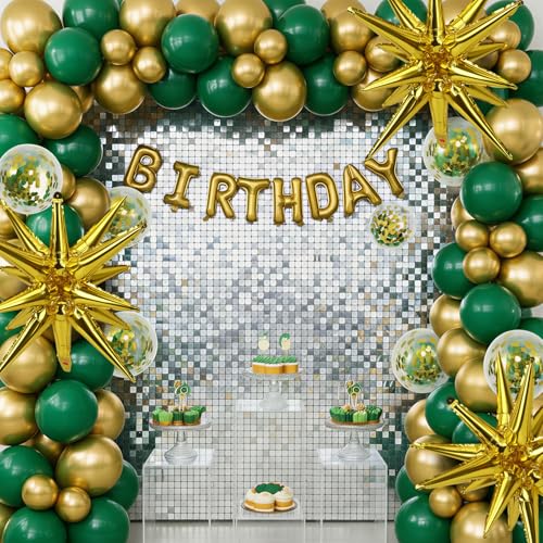 Green and Gold Balloon Garland Arch Kit - 140pcs Latex Balloons