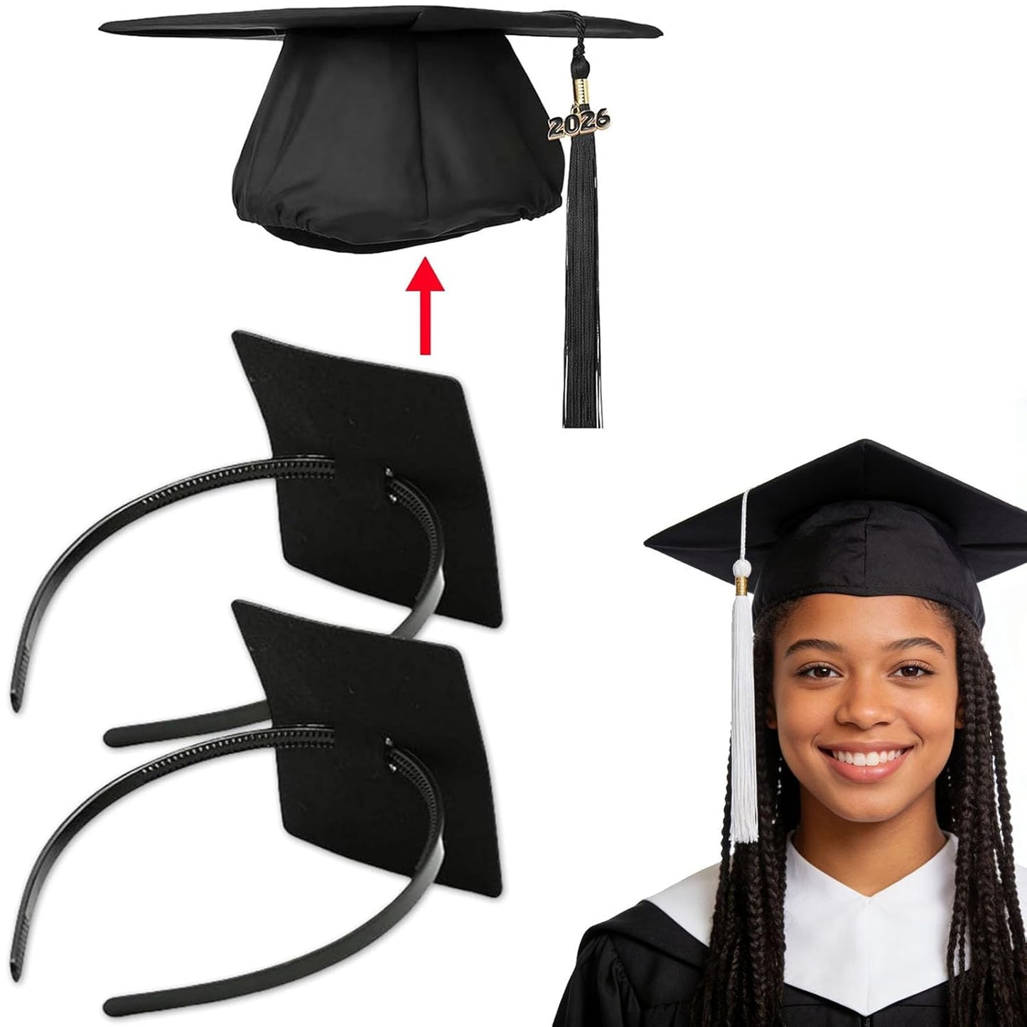 Graduation Cap Headband Insert - Anti-Slip Fastener for Curly Hair | Hair Accessories for Women