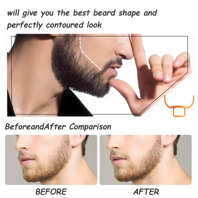 LIUZONGIN 2 Pack Men's Beard Styler and Hairline Shaping Tool - Facial Hair Outline Template, Styling Tools, Goatee Groomer (Black and Orange)