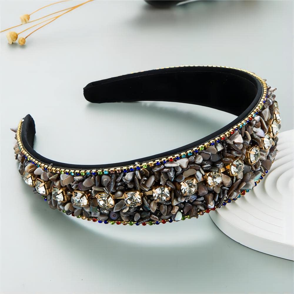 MUQINGWAN Turquoise Crystal headbands for Women Sparkly Rhinestone Pearls Hairband Wide Headband Headpiece Spring Summer Pink Headbands Headwear Accessories for women