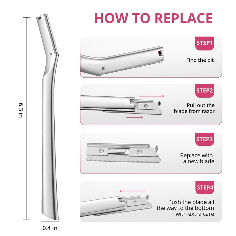 Mistfree Dermaplane Razor for Women Face, Dermaplane Starter Kits, Professional Metal Dermaplaning Tool with 12PCS Refill Blades, Reusable Face Razor for Exfoliation & Peach Fuzz Removal