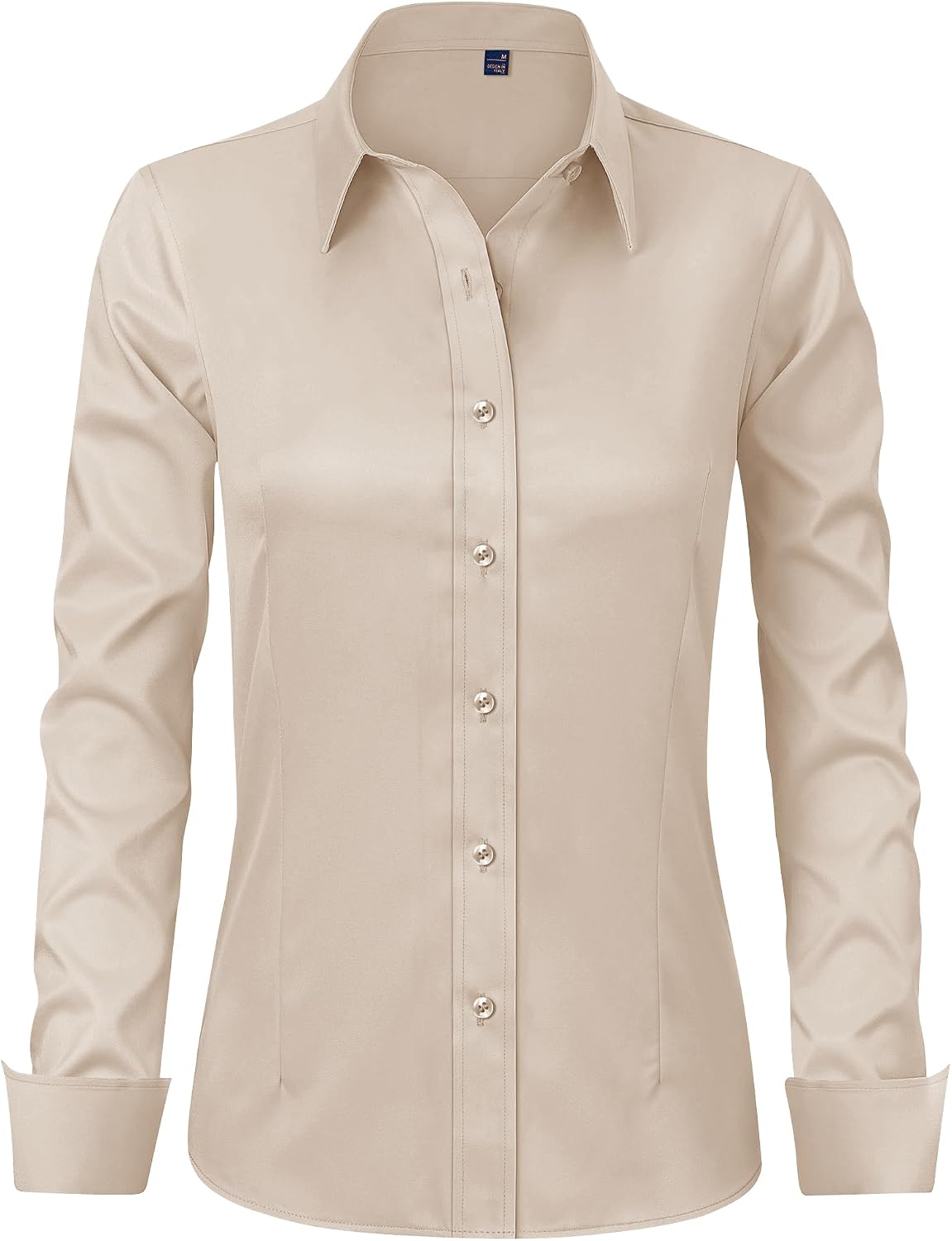 J.VER Women's Long Sleeve Dress Shirt - Wrinkle-Free Business Casual Blouse for Office Work