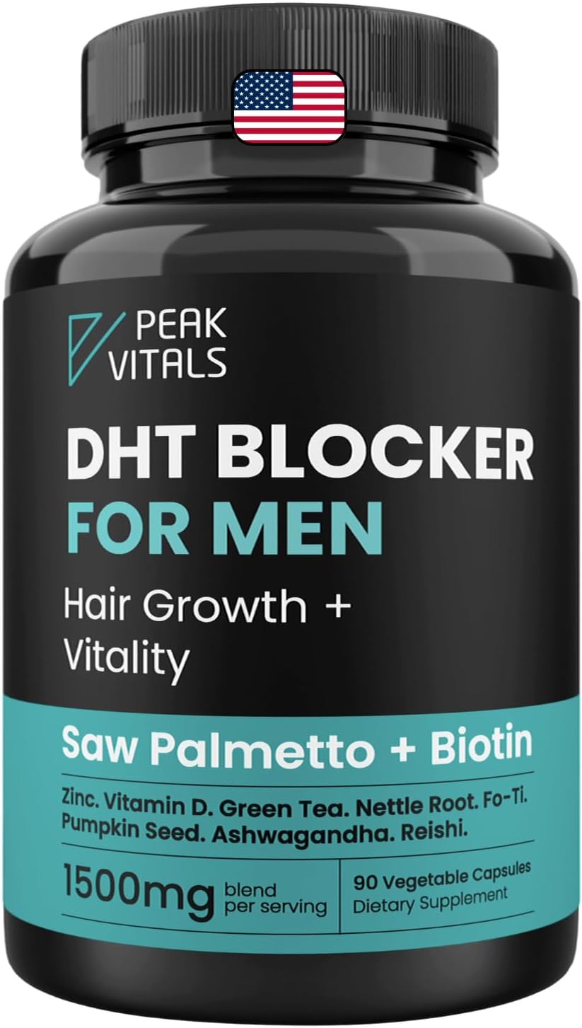 DHT Blocker for Men - Ultra Potent Hair Growth Formula with Saw Palmetto & Biotin | 90 Natural Hair Loss Supplements