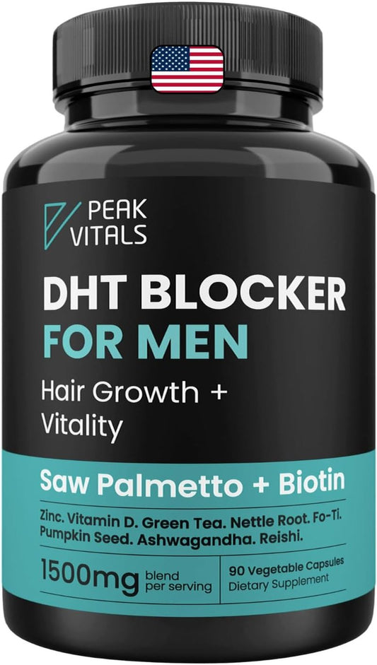 DHT Blocker for Men - Ultra Potent Hair Growth Formula with Saw Palmetto & Biotin | 90 Natural Hair Loss Supplements