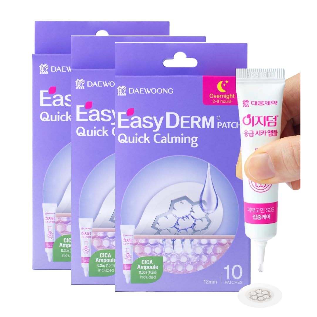 Magnesium Acne Care Patches - Quick Calming Treatment | 30 Individually Wrapped Patches with Tweezers & Ampoule