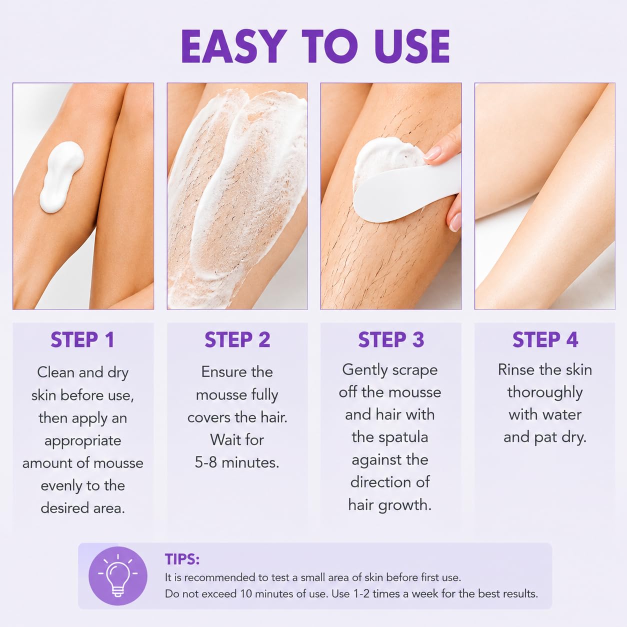 Hair Removal Spray - Gentle Formula for Smooth Skin on Legs, Arms, Chest, Underarms & Bikini Line