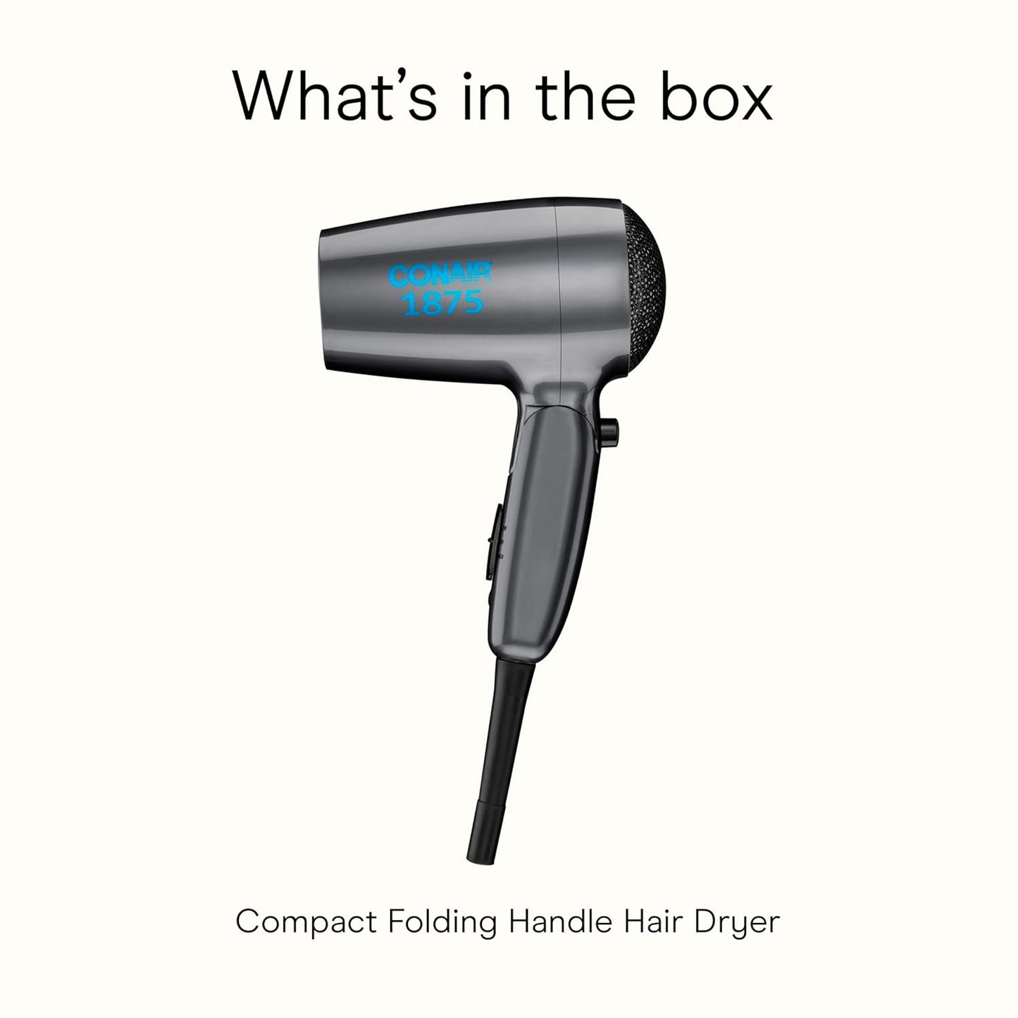 Conair Travel Hair Dryer - 1875W Dual Voltage Compact Blow Dryer | Gray, Folding Handle