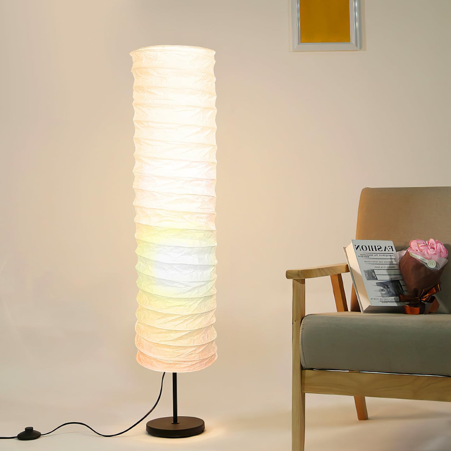 Uonlytech Paper Floor Lamp Shades Nordic Style Table Light Cover Barrel Chandelier Protector for Home Hotel Bedside Desk Wall Floor Lamp