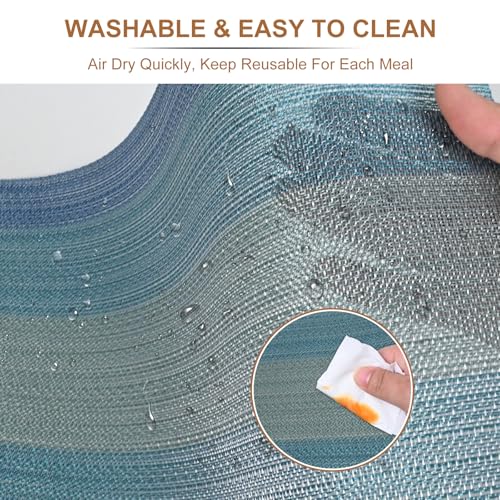 BETEAM Set of 4 Woven Vinyl Placemats - Washable, Durable Table Mats