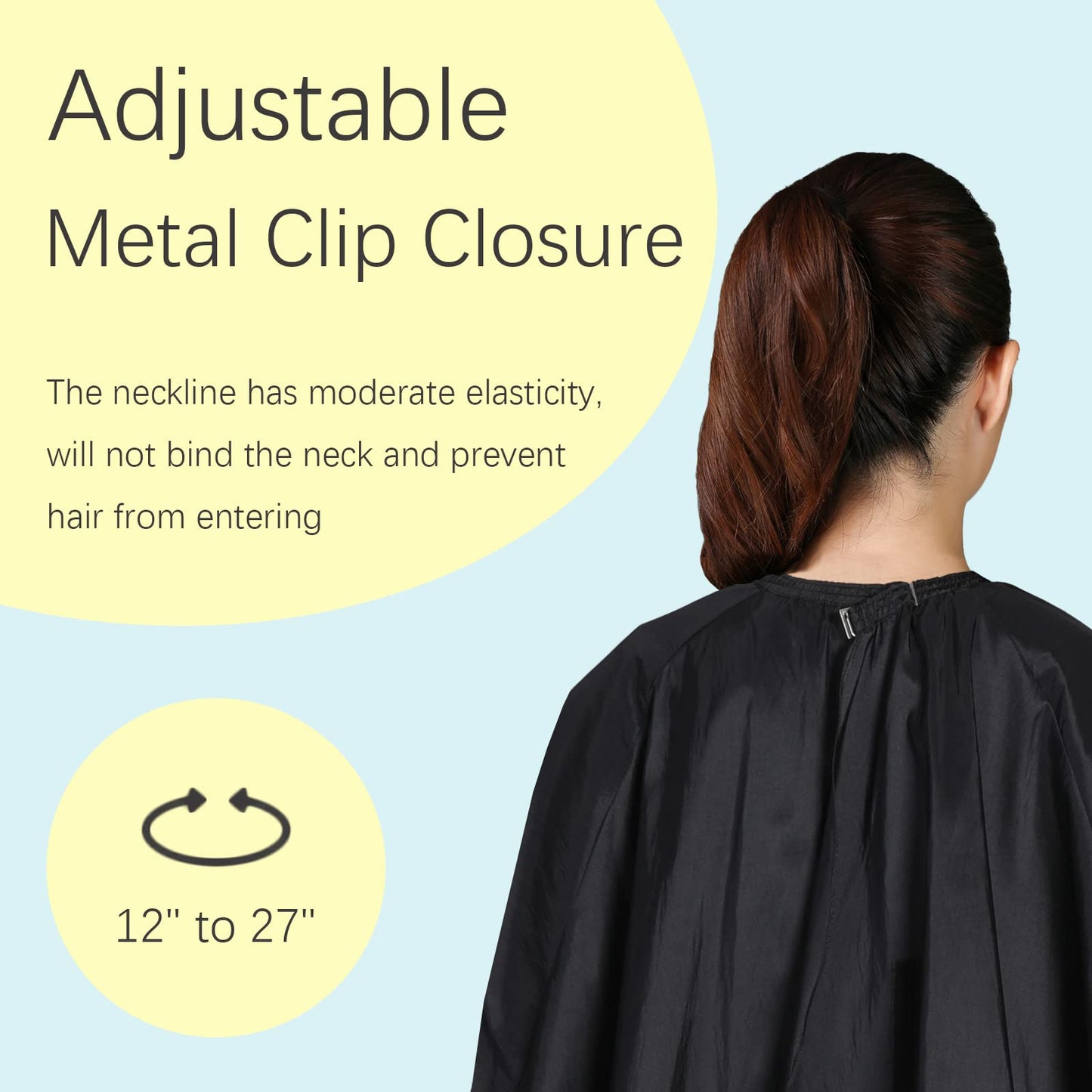 Barber Cape with Adjustable Metal Clip, Iusmnur Professional Hair Cutting Cape for Barbers and Stylists - 55 x 63 inches