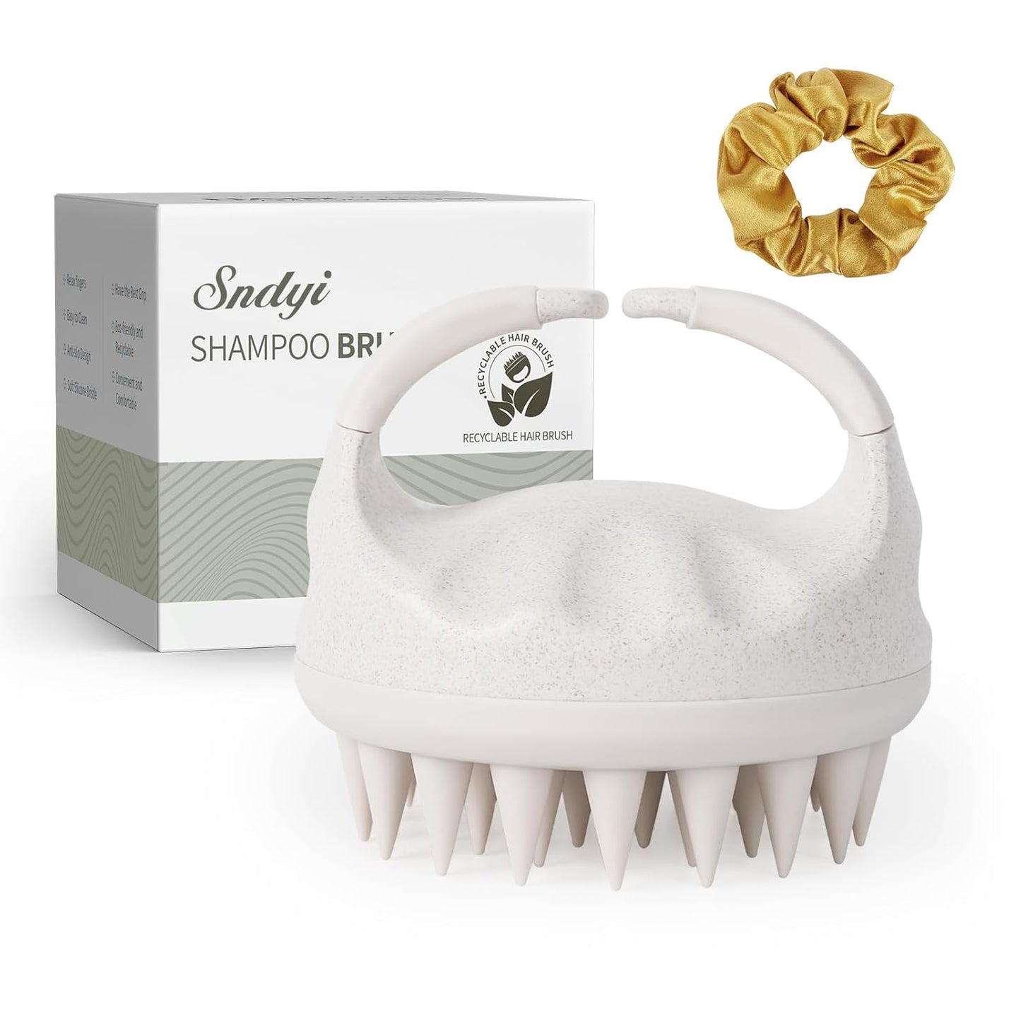 Soft Silicone Scalp Massager for Dandruff Removal & Hair Growth | Exfoliating Brush - Beige