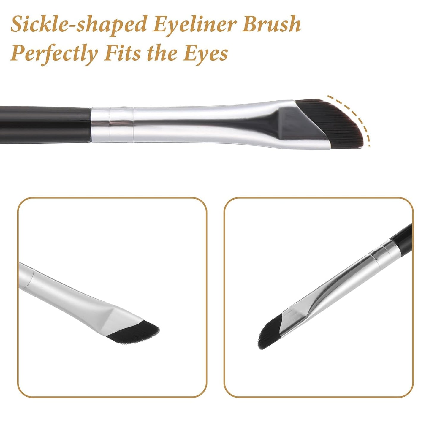 Angled Eyeliner Brush Set - 3PCS Ultra Thin Slanted Eyebrow & Concealer Tools | Precision Makeup Applicators