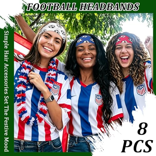 8-Pack Soccer Headbands for Kids & Adults - Non-Slip Athletic Hair Accessories