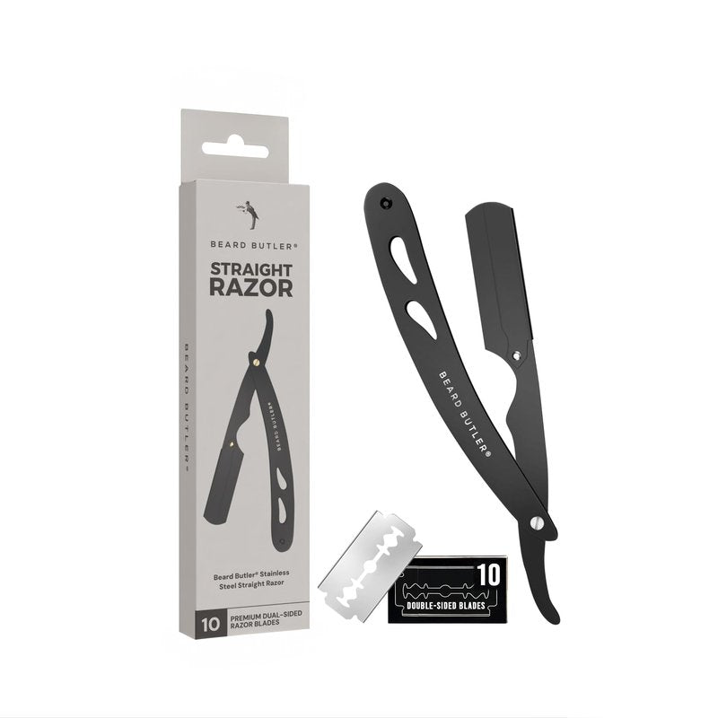Beard Butler® 'The Original' Straight Razor for Men – Often Imitated, Never Matched – Professional Barber Razor Kit with 10 Replaceable Stainless Steel Blades – Beard Shaping Razor