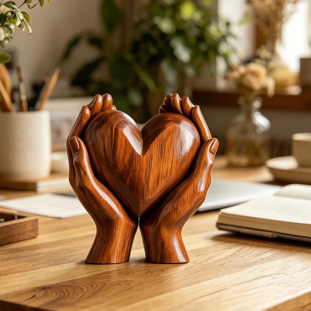 Love Heart Hand Sculpture - Unique Collectible Figurine for Bedroom, Living Room, or Bookshelf | Perfect Gift for Women, Moms, and Girlfriends