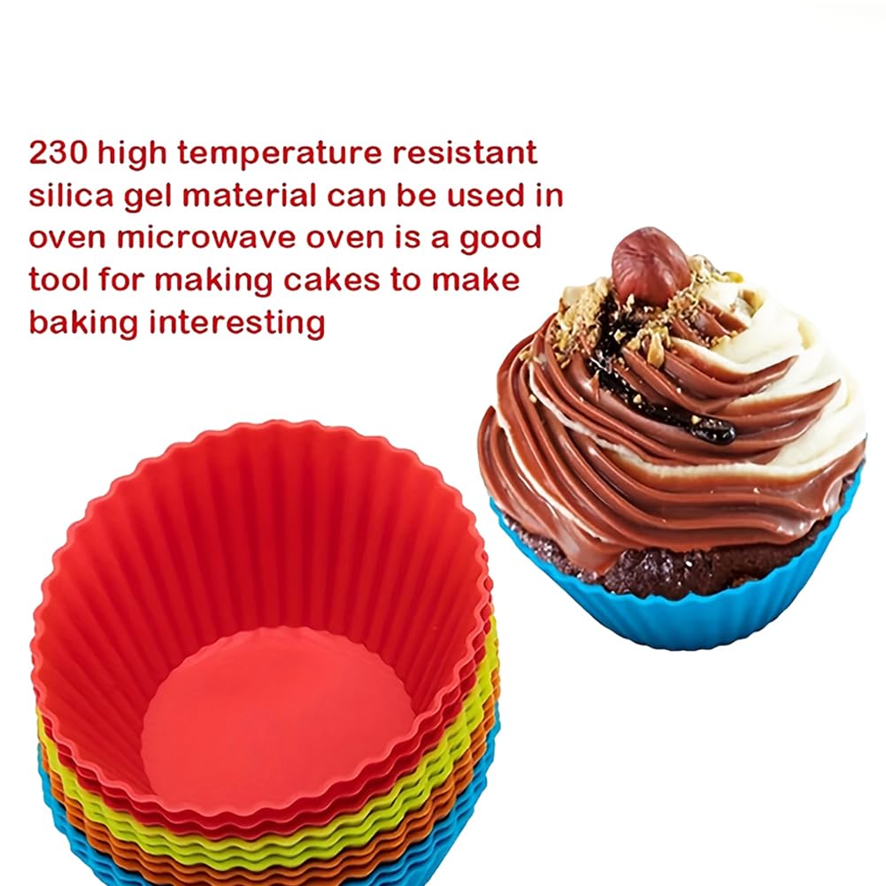 12Pcs Silicone Baking Cup,Non-Stick Cupcake Liners,Reusable Round Cupcake Molds