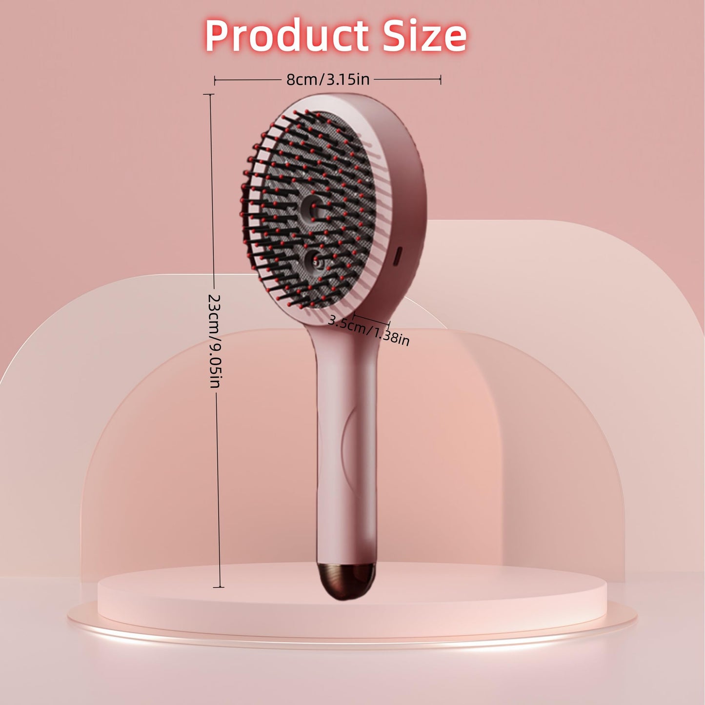 Hair Brush with Water Spray, 2-in-1 Hydrating Styling Brush, Wet & Dry Tangle-Free Brush with Soft Bristles, Adds Shine & Smooth, Reduces Frizz for Women & Men (Pink)
