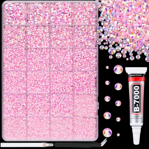 Light Pink AB Resin Rhinestones 25000 Pcs with Glue for Crafts
