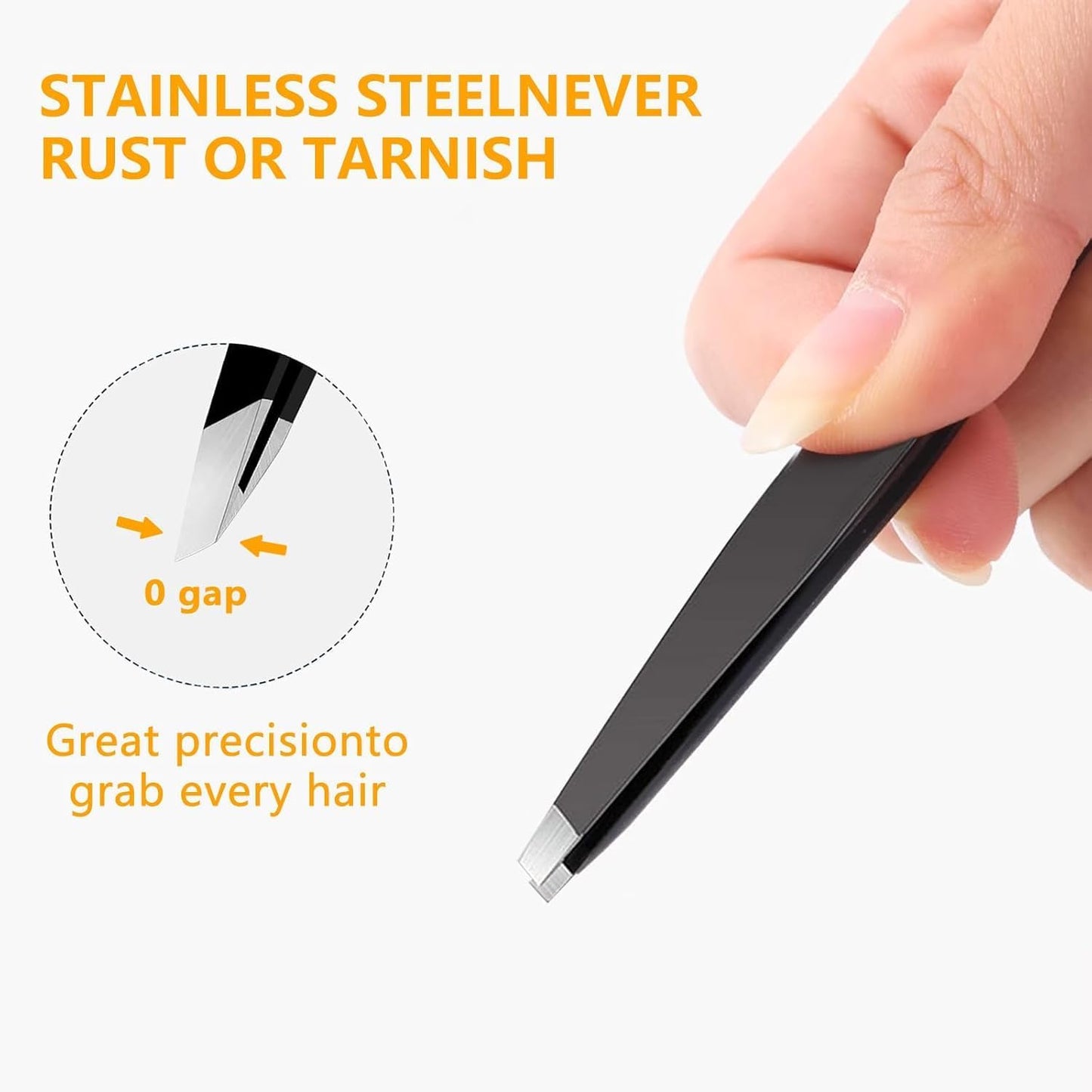 Precision Stainless Steel Tweezers Set - 4 PCS for Ingrown Hair, Facial Hair, Splinter & Blackhead Removal | Black