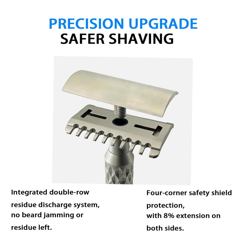 KAMPFE Safety Shaver razor adopts a unique AB edge Side. Combined Design of Open Comb and Closed Comb. A Double Edge Safety Razor with Two Uses for Men (silver2)