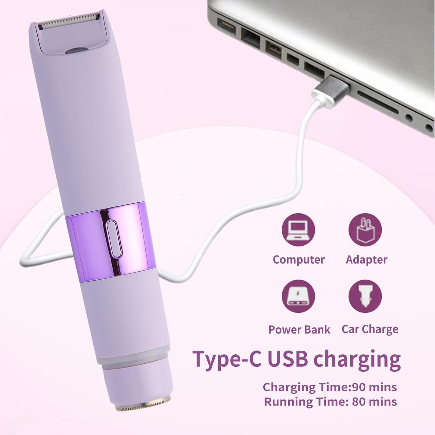 Bikini Trimmer for Women - 2-in-1 Rechargeable Electric Razor for Body Hair Removal | Ideal for Legs & Arms