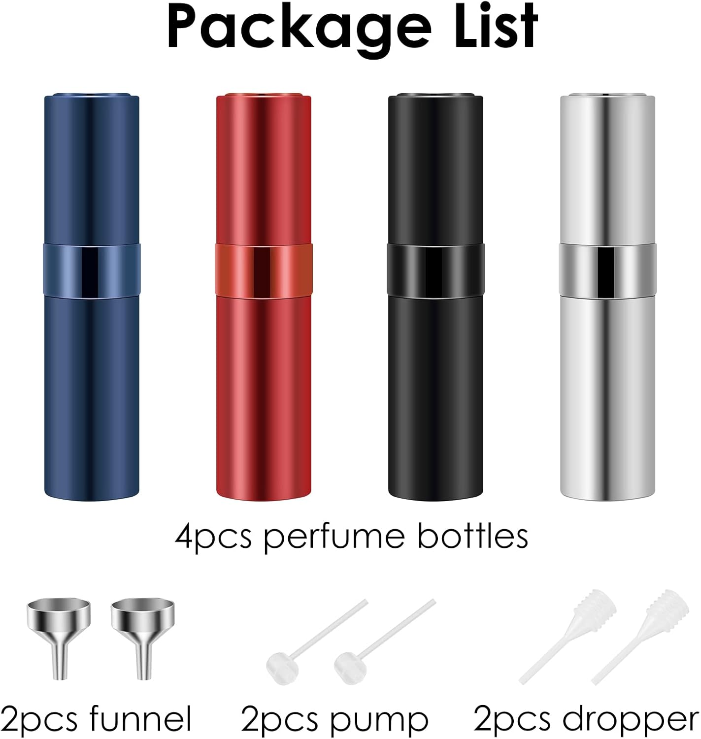 Travel Atomizer Bottles - Refillable Mini Fragrance Sprayers | 8ml Pocket Perfume Dispenser (4 Pack)