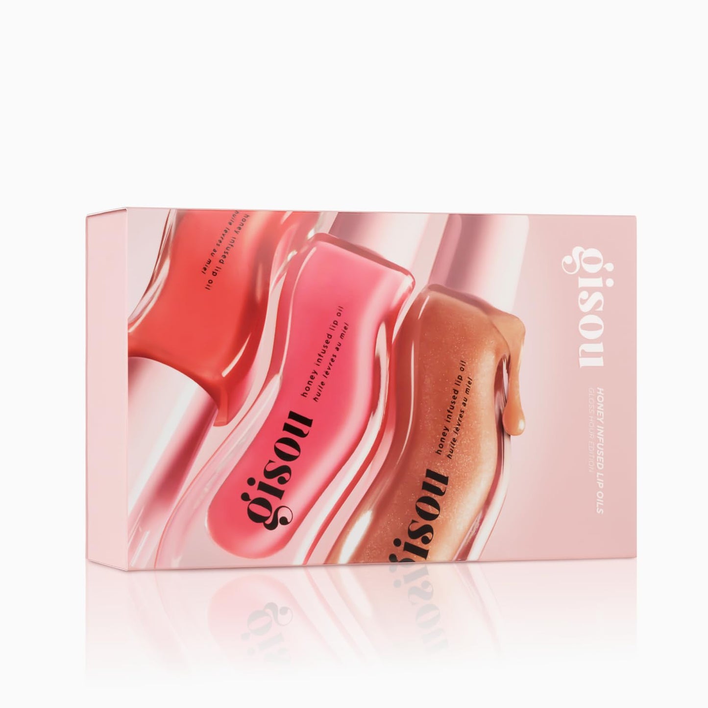 Gisou Honey Infused Lip Oils Gloss Hour Edition – Hydrating & Non-Sticky Lip Gloss Set with Raspberry Swirl, Bee-llini Peach & Glazed Plum