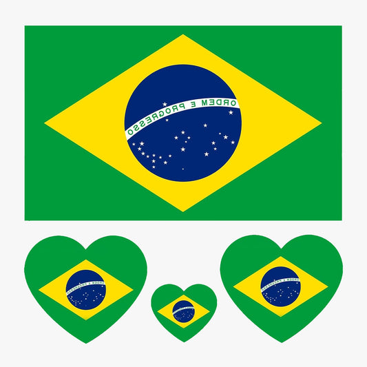 Brazil Flag Tattoos Temporary,40 Pcs World Cup|Sports Waterproof Sweat Sports National Flag Removable Fake Face Stickers For Teenages Boys Girls Men Women(Brazil)