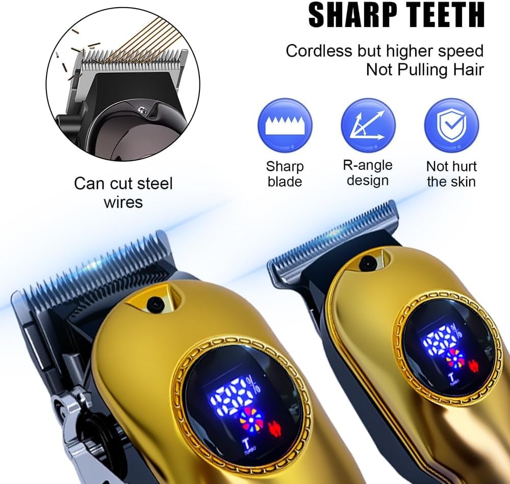 Professional Hair Clippers for Men, Cordless Hair Clippers & Hair Trimmer Set, Barber Clippers for Hair Cutting with LCD Display Clippers for Men Father (Gradient)